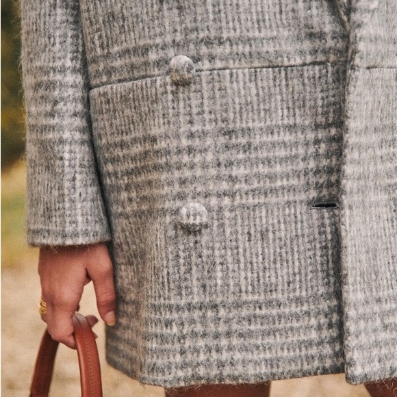 COPY - 🦄SEZANE James coat in grey checkered print - Picture 5 of 8